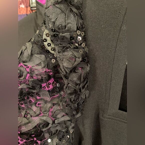 See Through Sequins Long  Sleeve Black Top - Picture 6 of 9